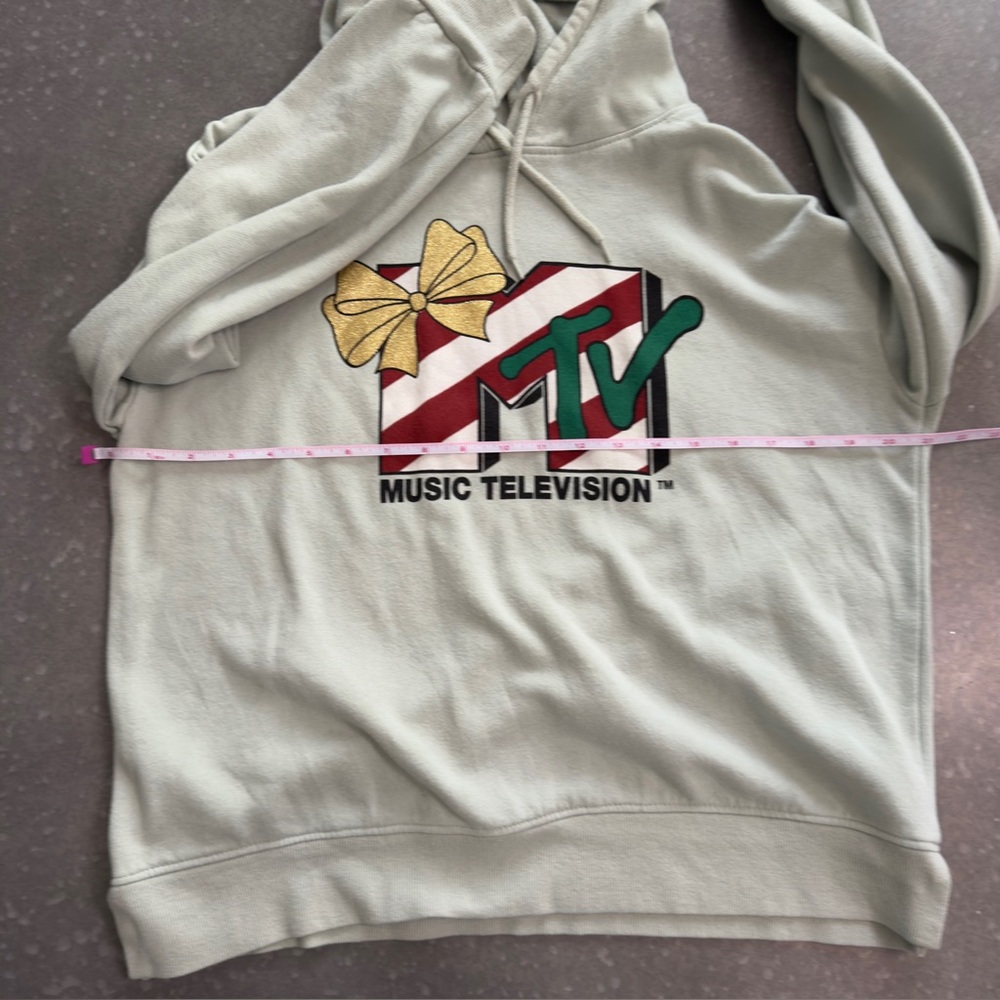 MTV Holiday Logo Hoodie with Gold Bow – Size Medium - Picture 7 of 7